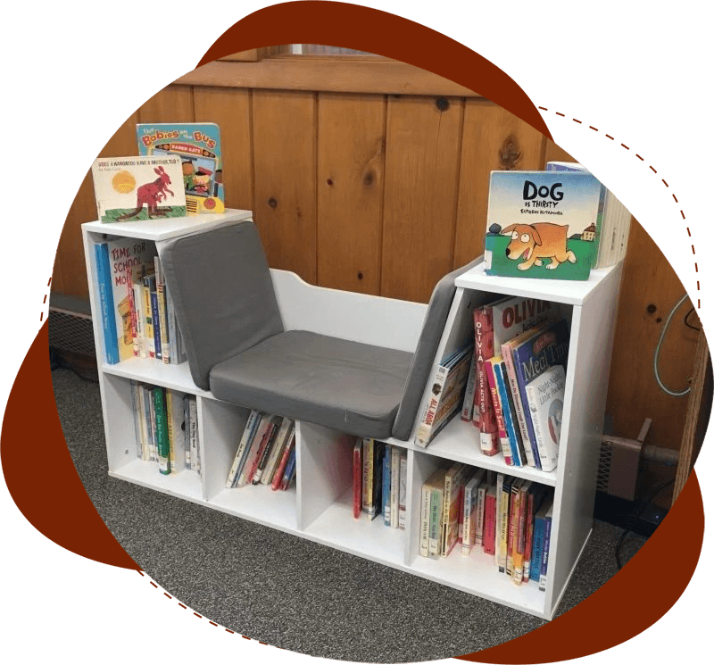 Combination of a bookshelf and a sitting table